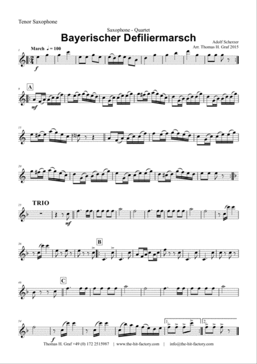 Bayerischer Defiliermarsch - German March - Oktoberfest - Saxophone Quartet Saxophone Quartet scores gallery preview page 6