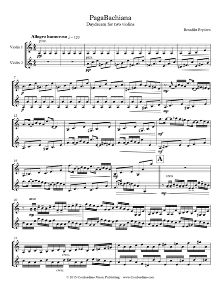 PagaBachiana - A Daydream for 2 Violins String Duet scores gallery preview page 2