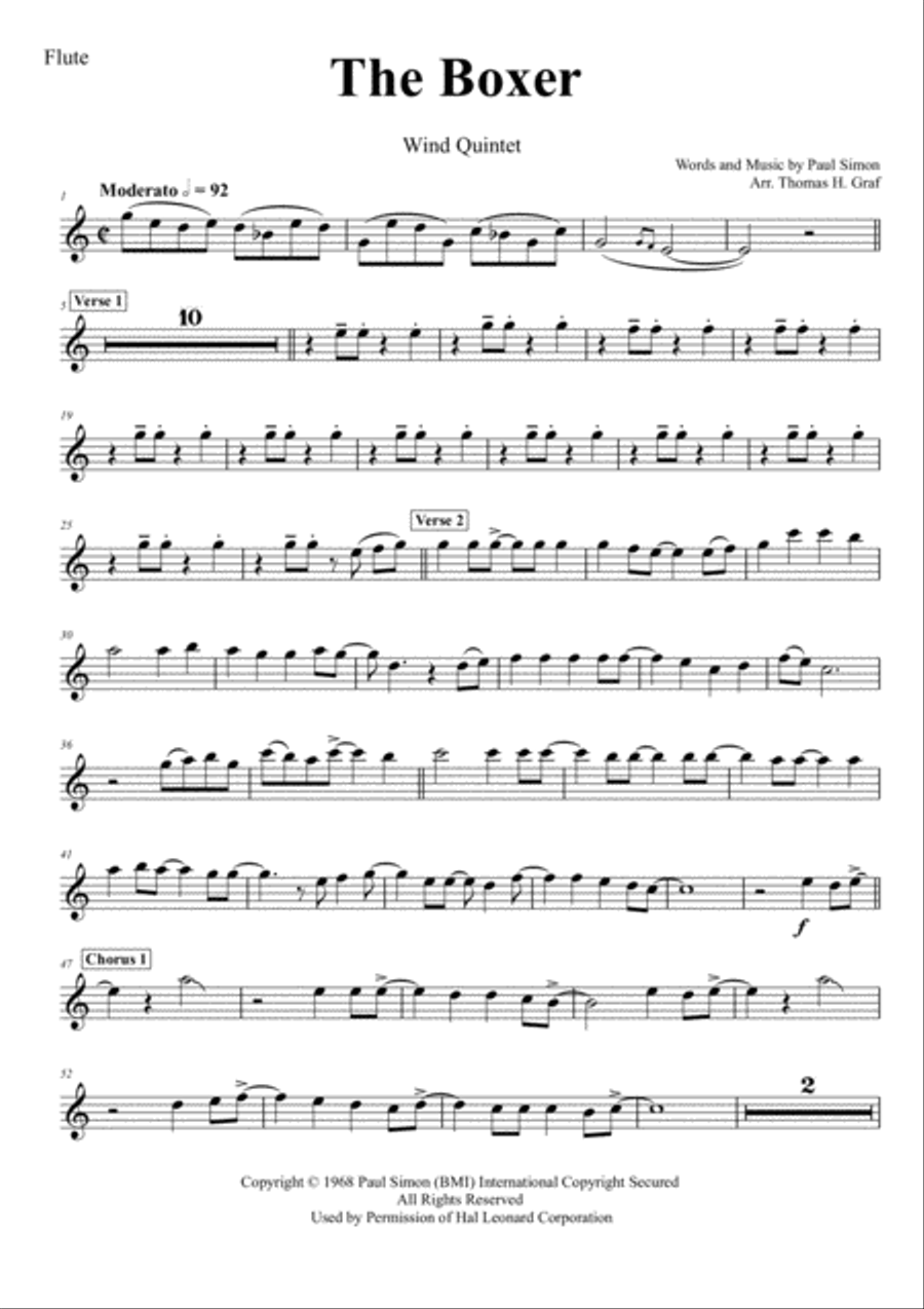 The Boxer The Boxer Woodwind Quintet scores gallery preview page 5