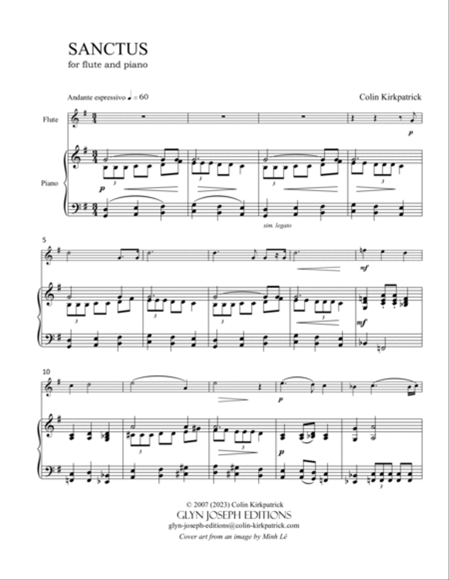 Sanctus (for flute and piano) Flute Solo scores gallery preview page 2