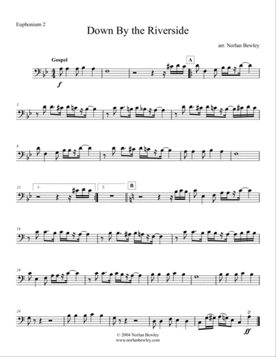 Down By The Riverside - Tuba/Euphonium Quartet Brass Ensemble scores gallery preview page 4