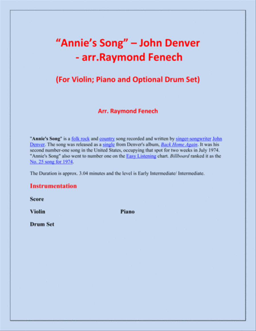 Annie's Song Small Ensemble scores gallery preview page 2