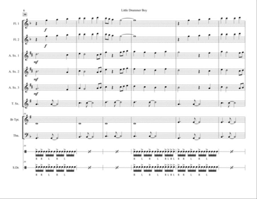 The Little Drummer Boy Concert Band scores gallery preview page 6