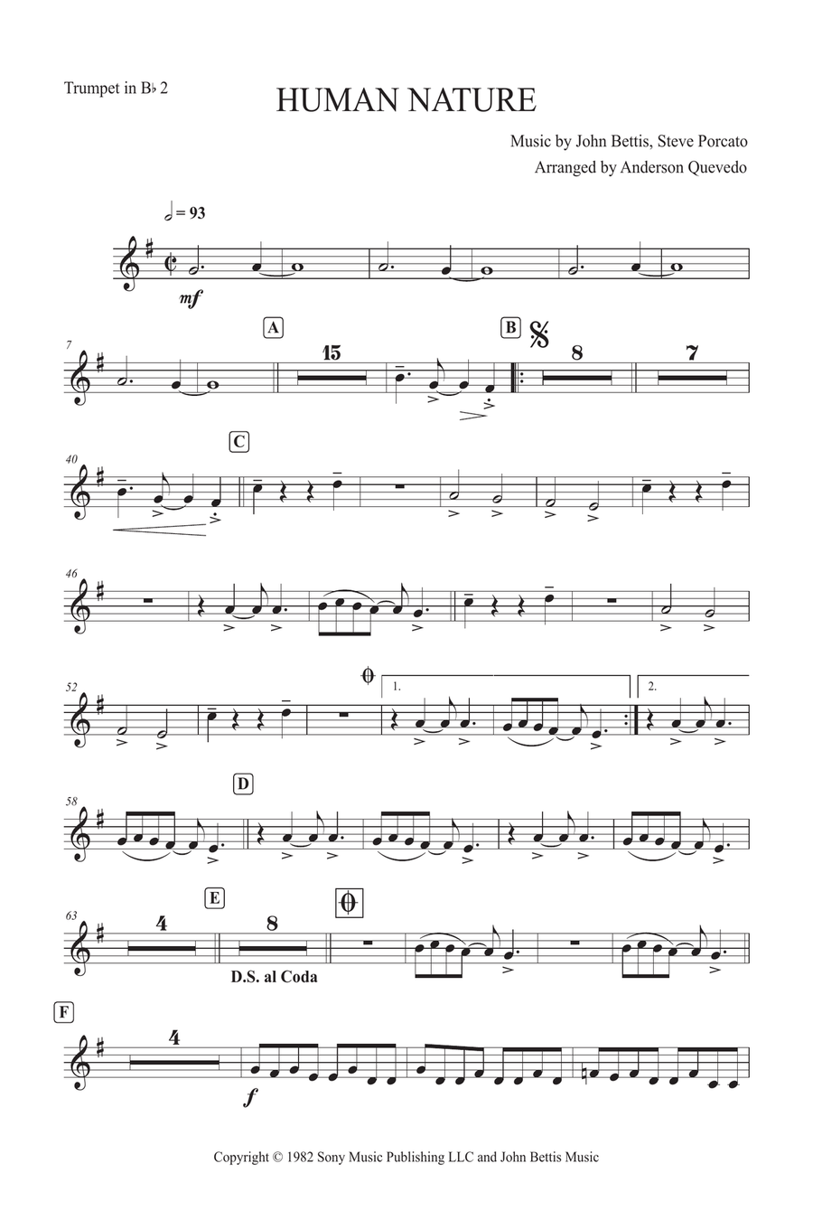 Human Nature Human Nature B-Flat Trumpet scores gallery preview page 1