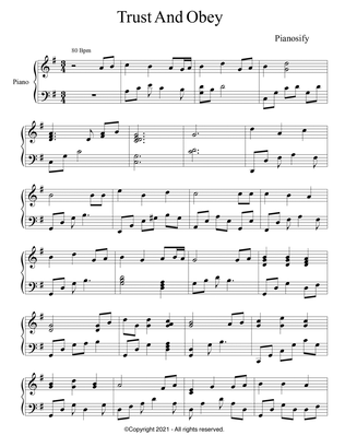 PIANO - Trust and Obey (Piano Hymns Sheet Music PDF)