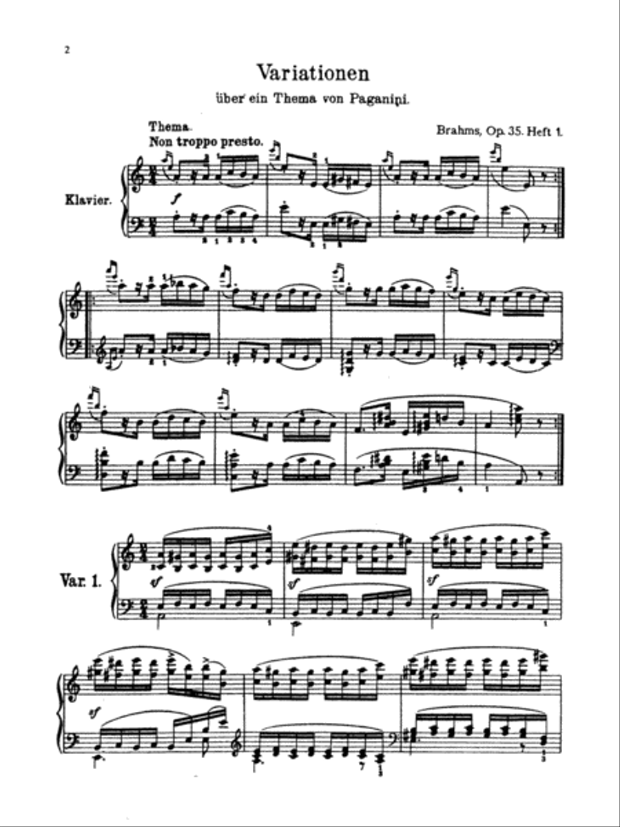 Brahms: Paganini Variations (Complete) Piano Solo scores gallery preview page 1