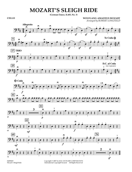 Mozart's Sleigh Ride (German Dance, K.605, No.3) - Cello
