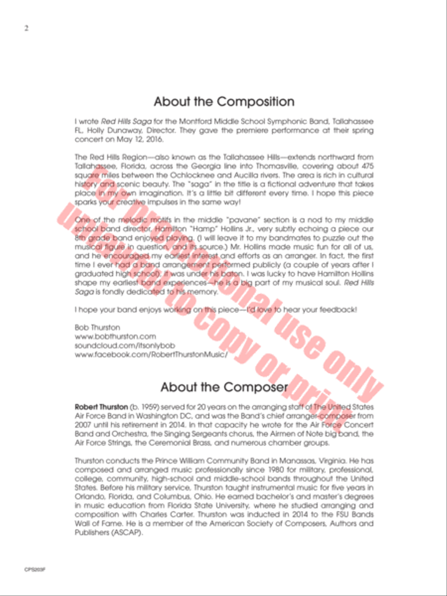 Red Hills Saga Concert Band scores gallery preview page 3