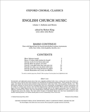 Book cover for English Church Music, Volume 1: Anthems and Motets