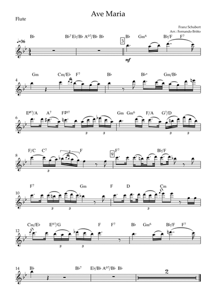 Ave Maria (Franz Schubert) for Flute Solo with Chords