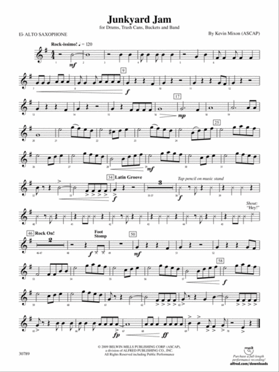 Junkyard Jam: E-flat Alto Saxophone Concert Band scores gallery preview page 1