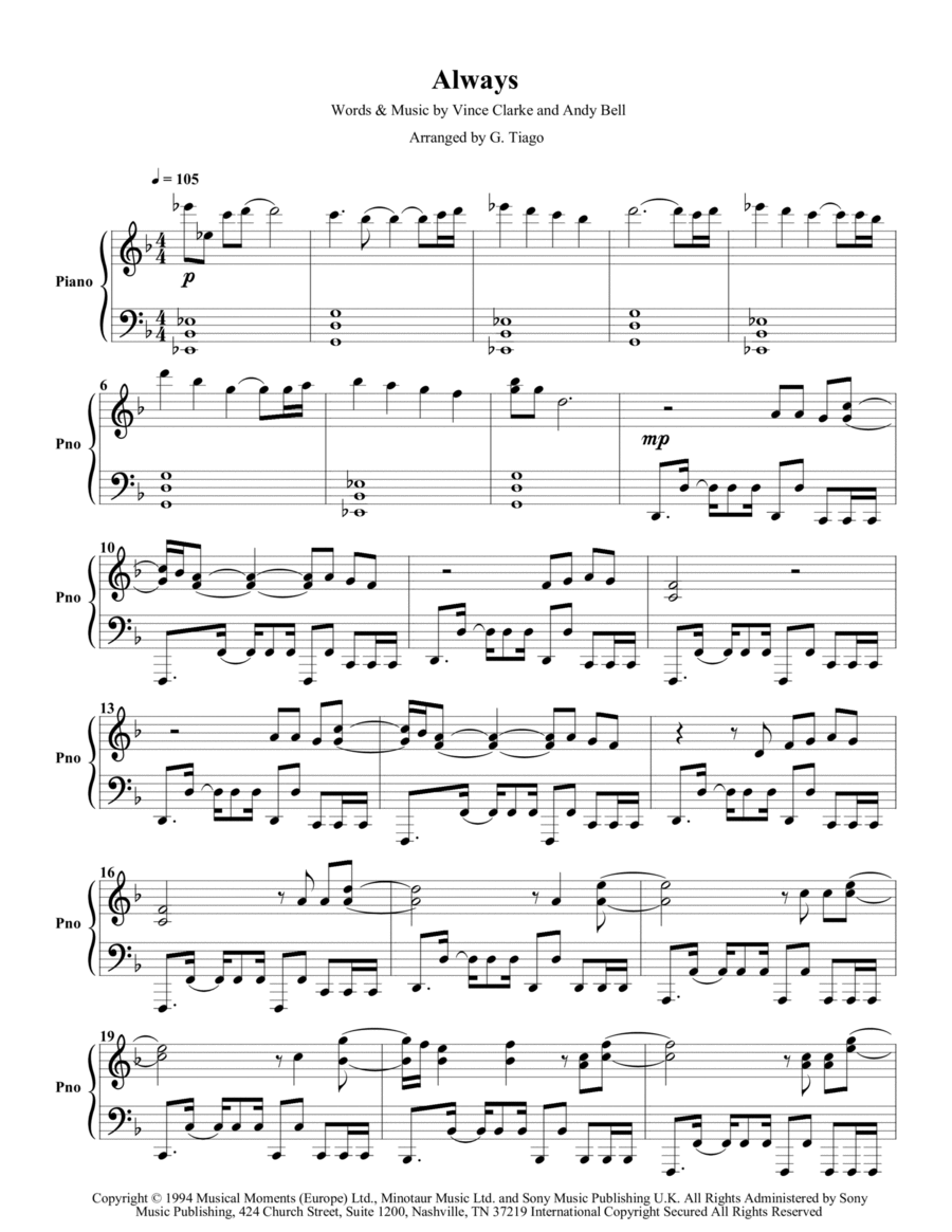 Always Always Piano Solo scores gallery preview page 1