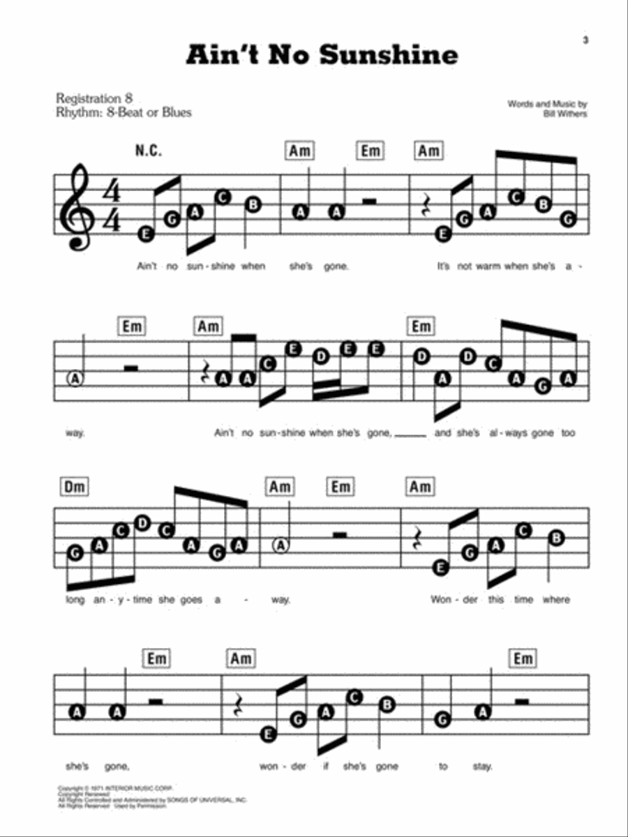 Songs with 3 Chords Electronic Keyboard scores gallery preview page 4