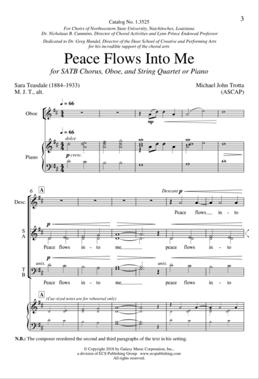 Peace Flows into Me from For a Breath of Ecstasy 4-Part scores gallery preview page 2