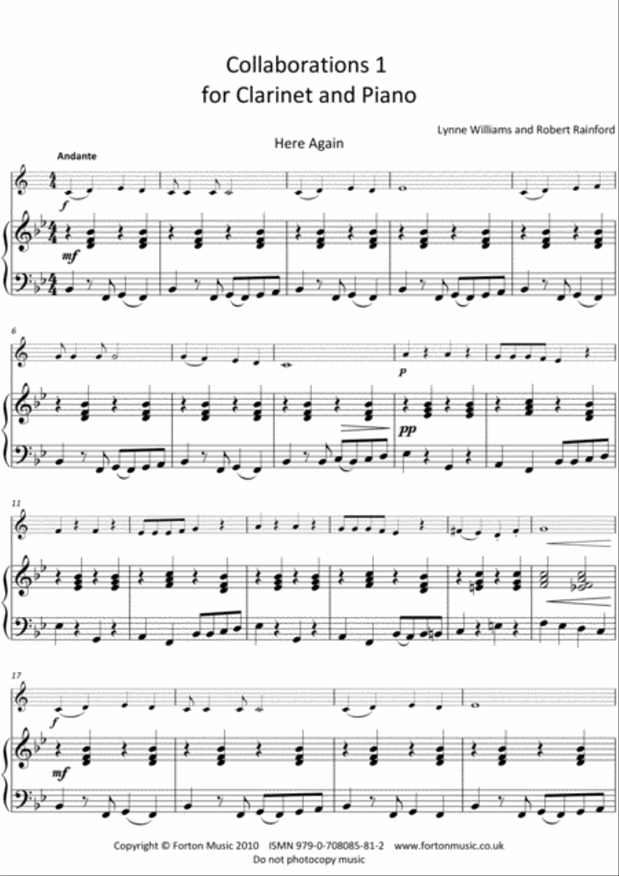 Collaborations 1 for clarinet and piano Clarinet Solo scores gallery preview page 2
