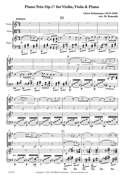 Andante from Piano Trio Op.17 for Violin, Viola & Piano image number null