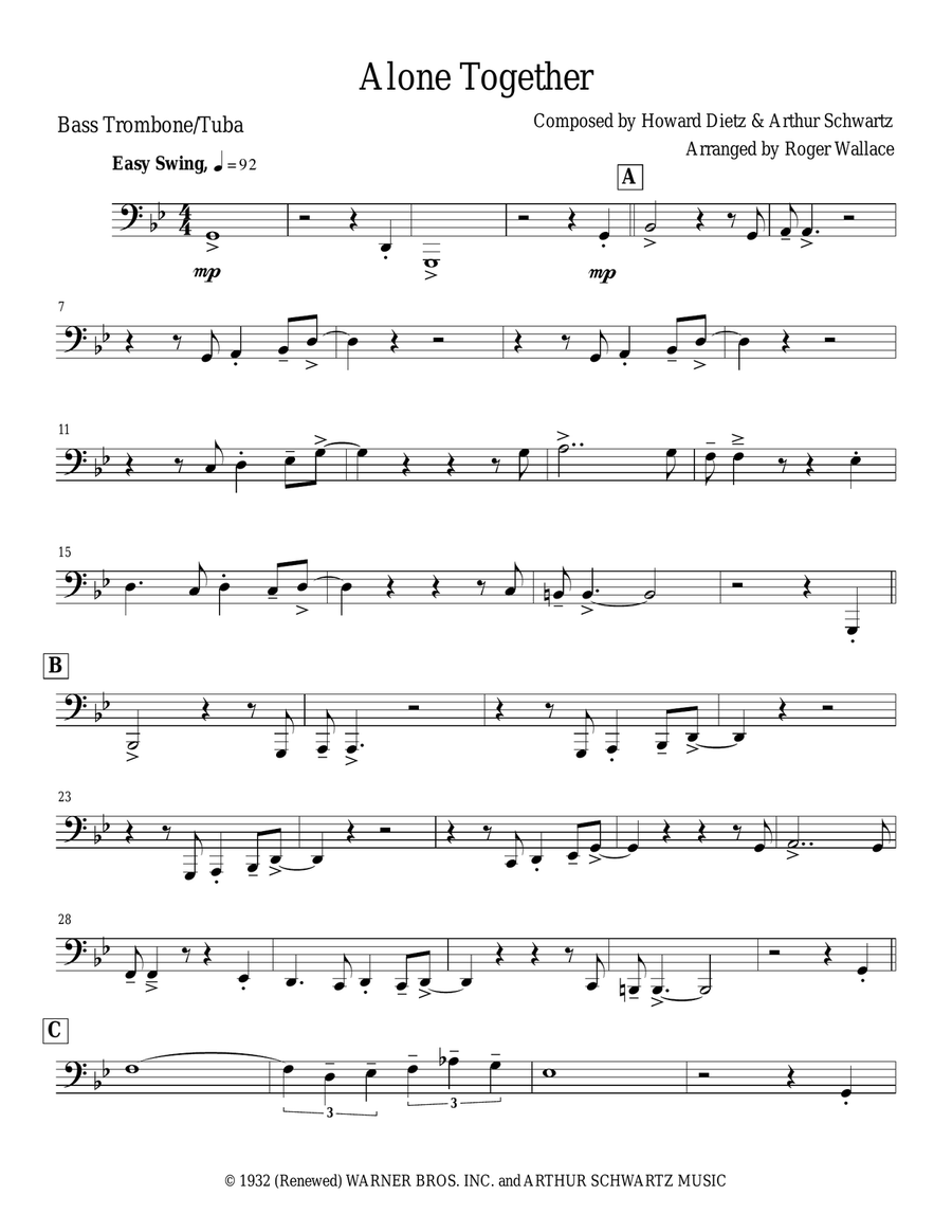 Alone Together Tuba scores gallery preview page 1