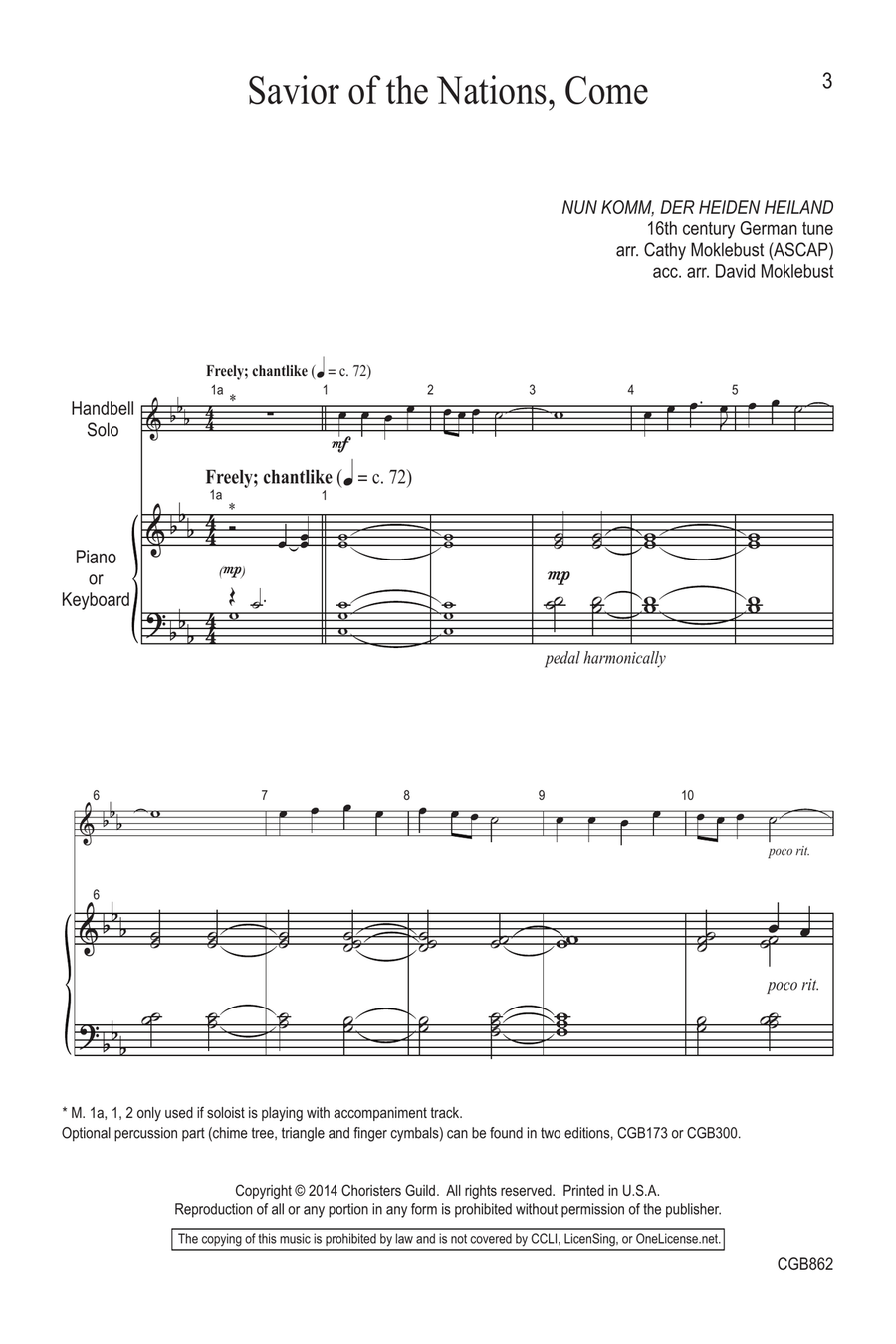 Easy Favorites for the Handbell Soloist: Soloist Score Percussion scores gallery preview page 4