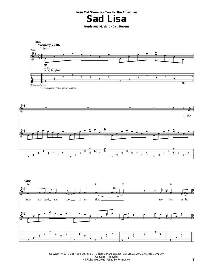 Sad Lisa Sad Lisa Acoustic Guitar scores gallery preview page 1