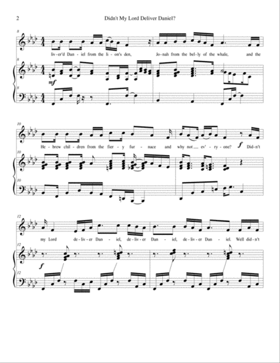 Didn't My Lord Deliver Daniel - medium-voice edition Medium Voice scores gallery preview page 2