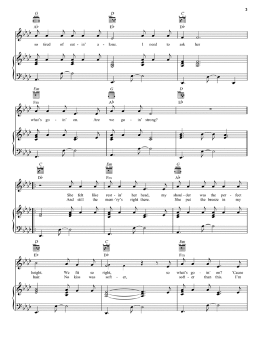Saturday Sun Piano, Vocal, Guitar scores gallery preview page 3