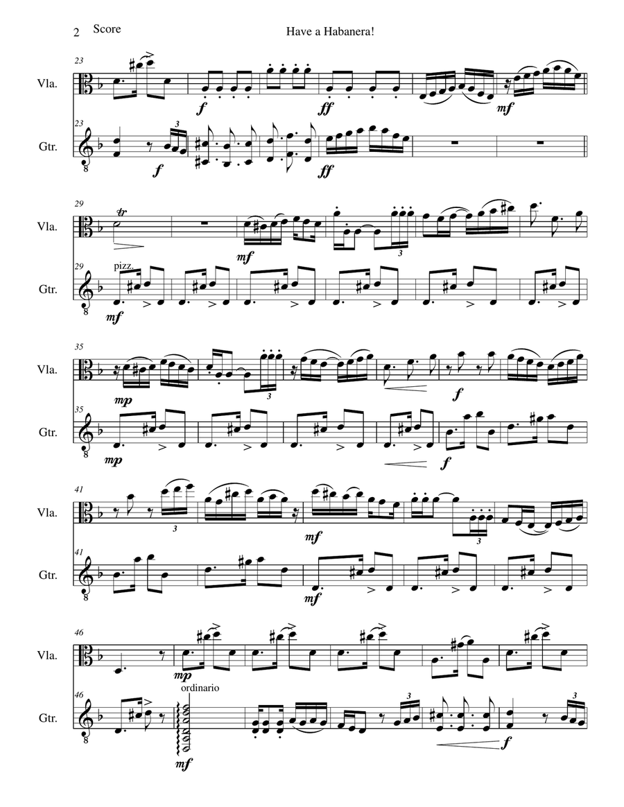 Have a habanera for viola and guitar String Duet scores gallery preview page 2