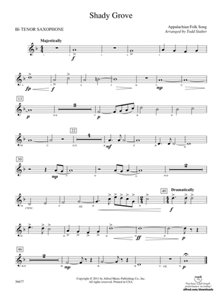 Shady Grove: B-flat Tenor Saxophone