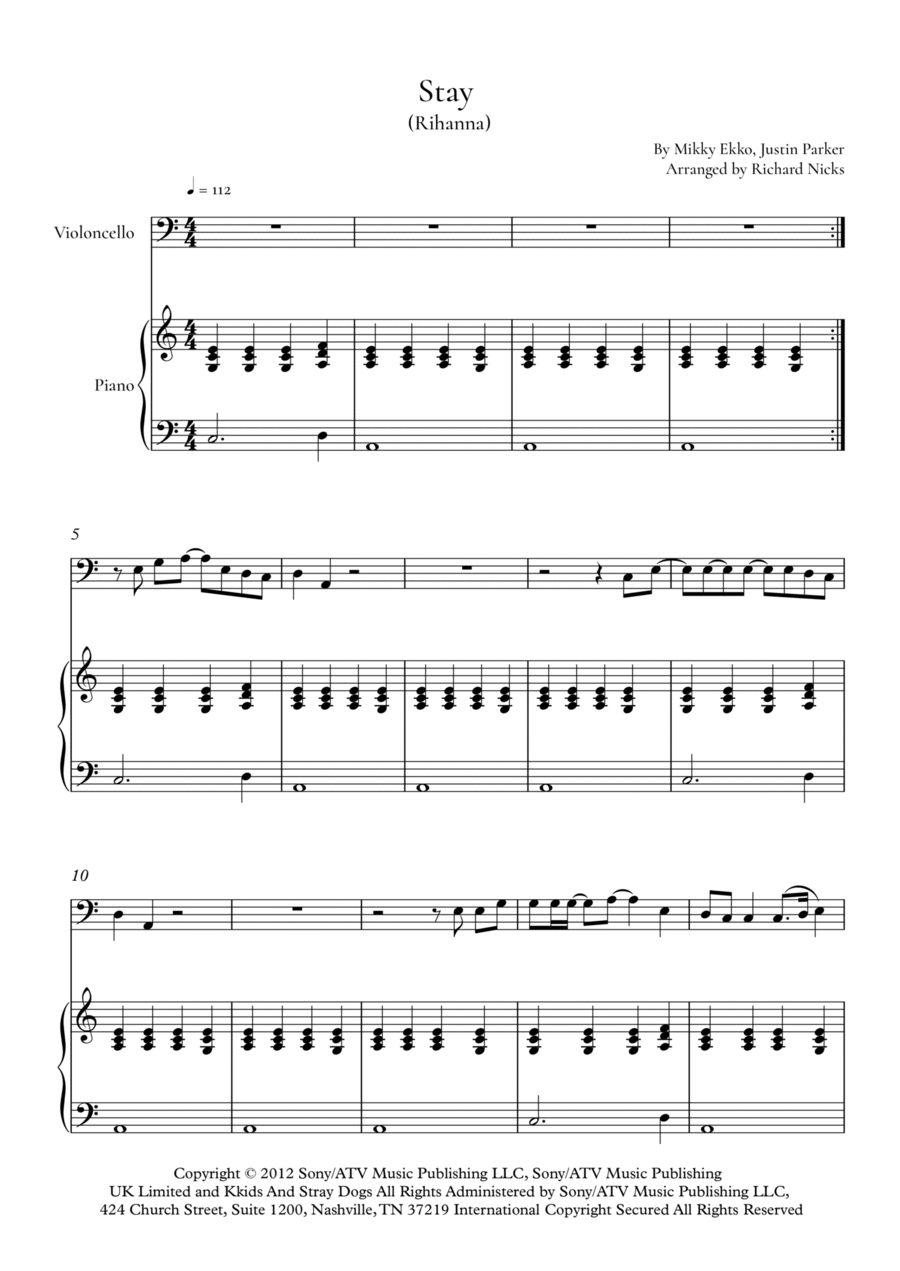 Stay Stay Piano scores gallery preview page 1