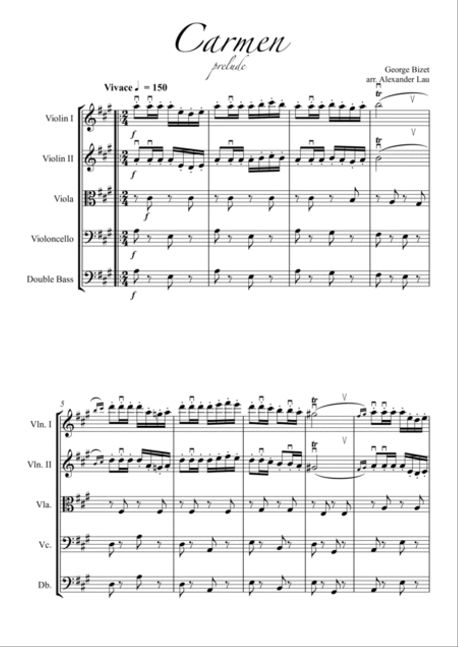 Prelude to Carmen String Quintet scores gallery preview page 2