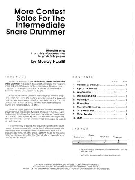 More Contest Solos For The Intermediate Snare Drummer