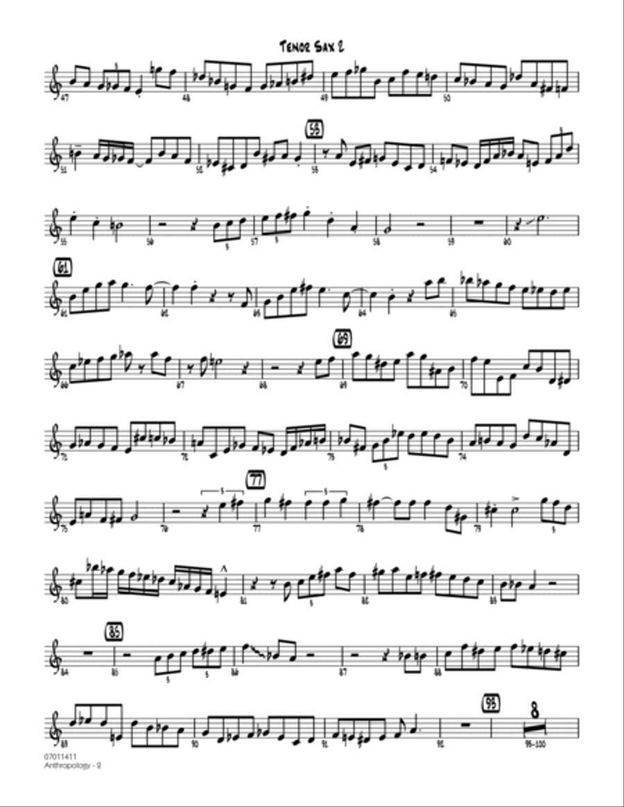 Anthropology - Tenor Sax 2 Tenor Saxophone scores gallery preview page 2