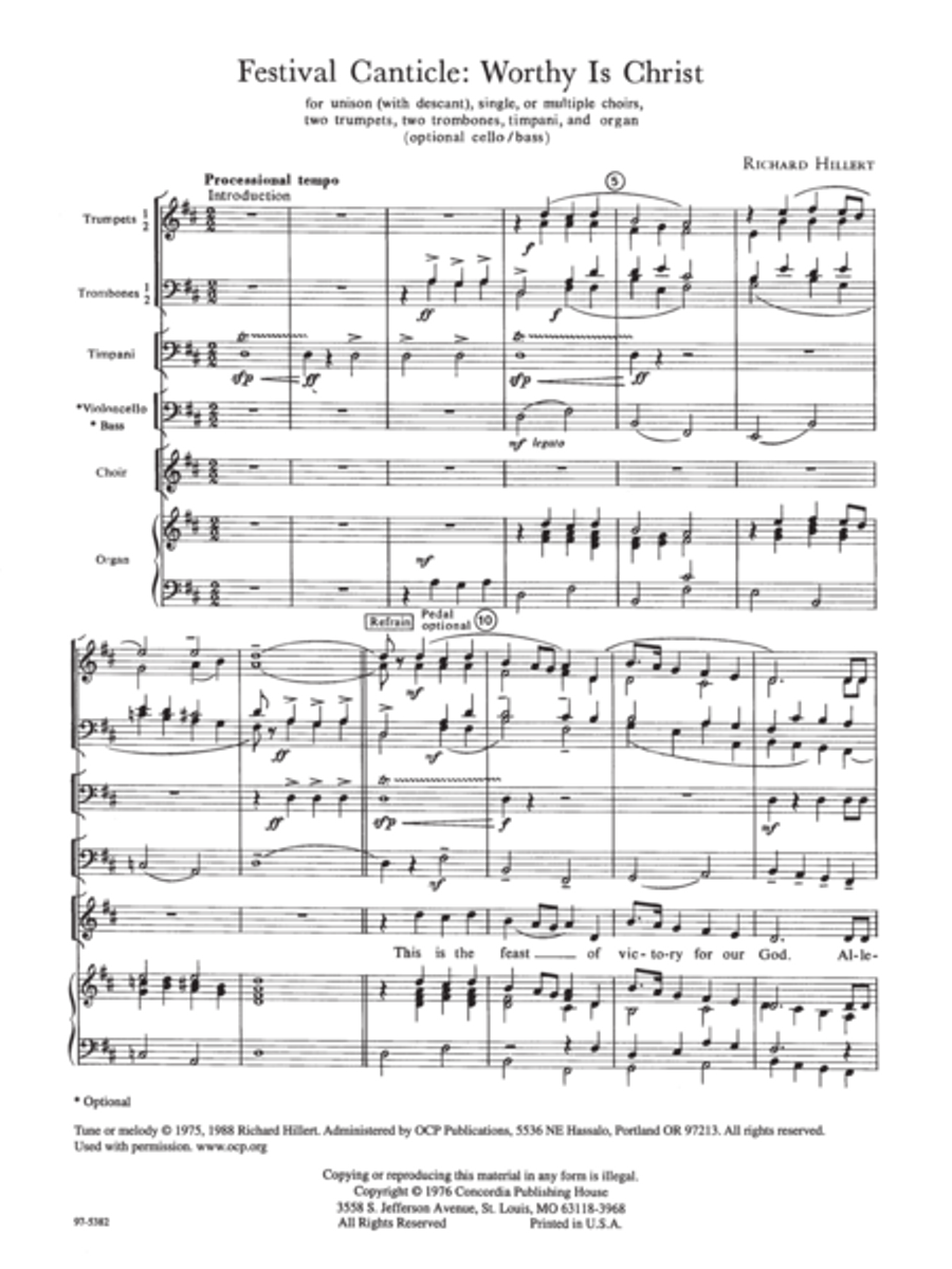 Festival Canticle: Worthy Is Christ (Full Score) Unison Choir scores gallery preview page 3