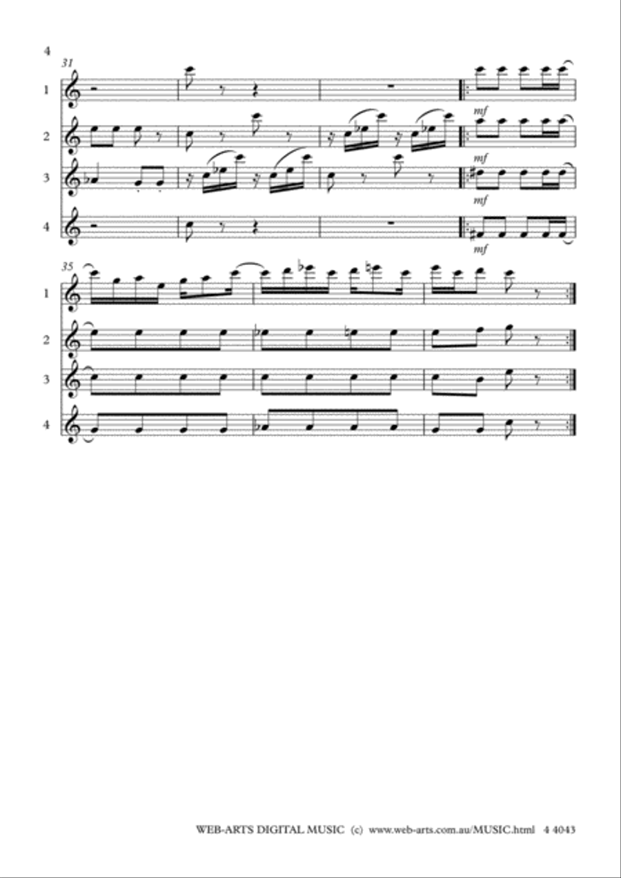 MAPLE LEAF RAG arranged for 4 flutes - SCOTT JOPLIN Flute Quartet scores gallery preview page 4