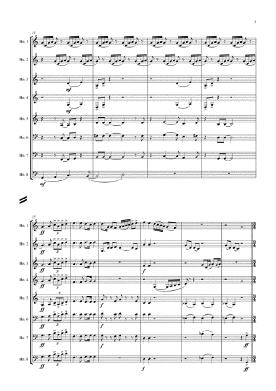 Carson Cooman: Giant Colored Bird III (2005) for horn octet Brass Ensemble scores gallery preview page 3