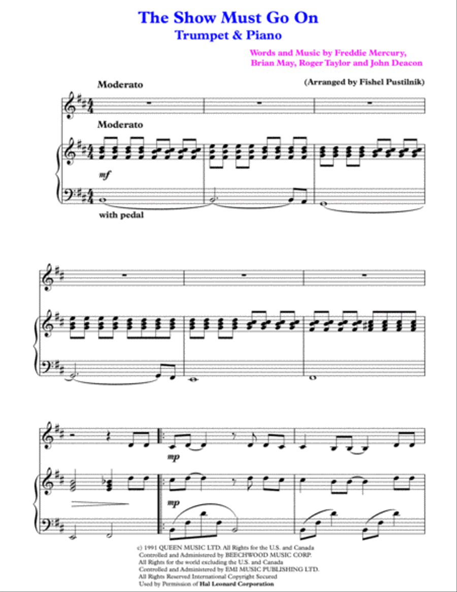 The Show Must Go On Trumpet Solo scores gallery preview page 2