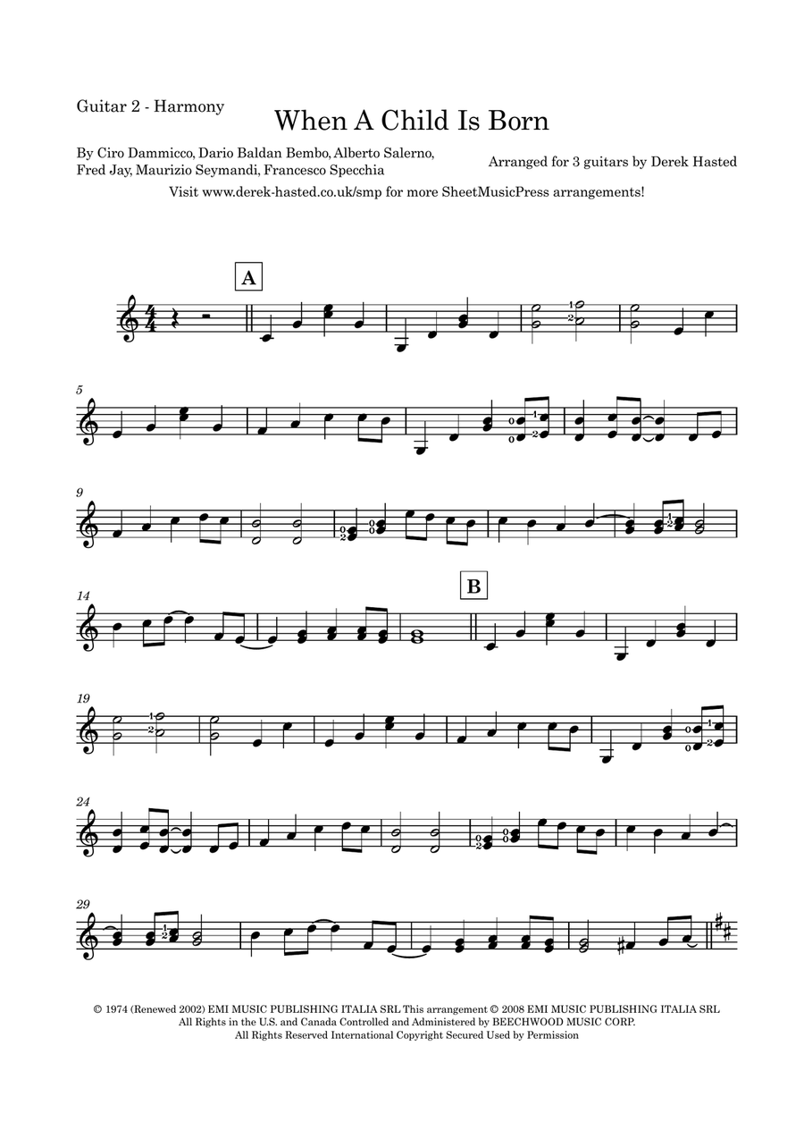 When A Child Is Born Guitar Ensemble scores gallery preview page 6