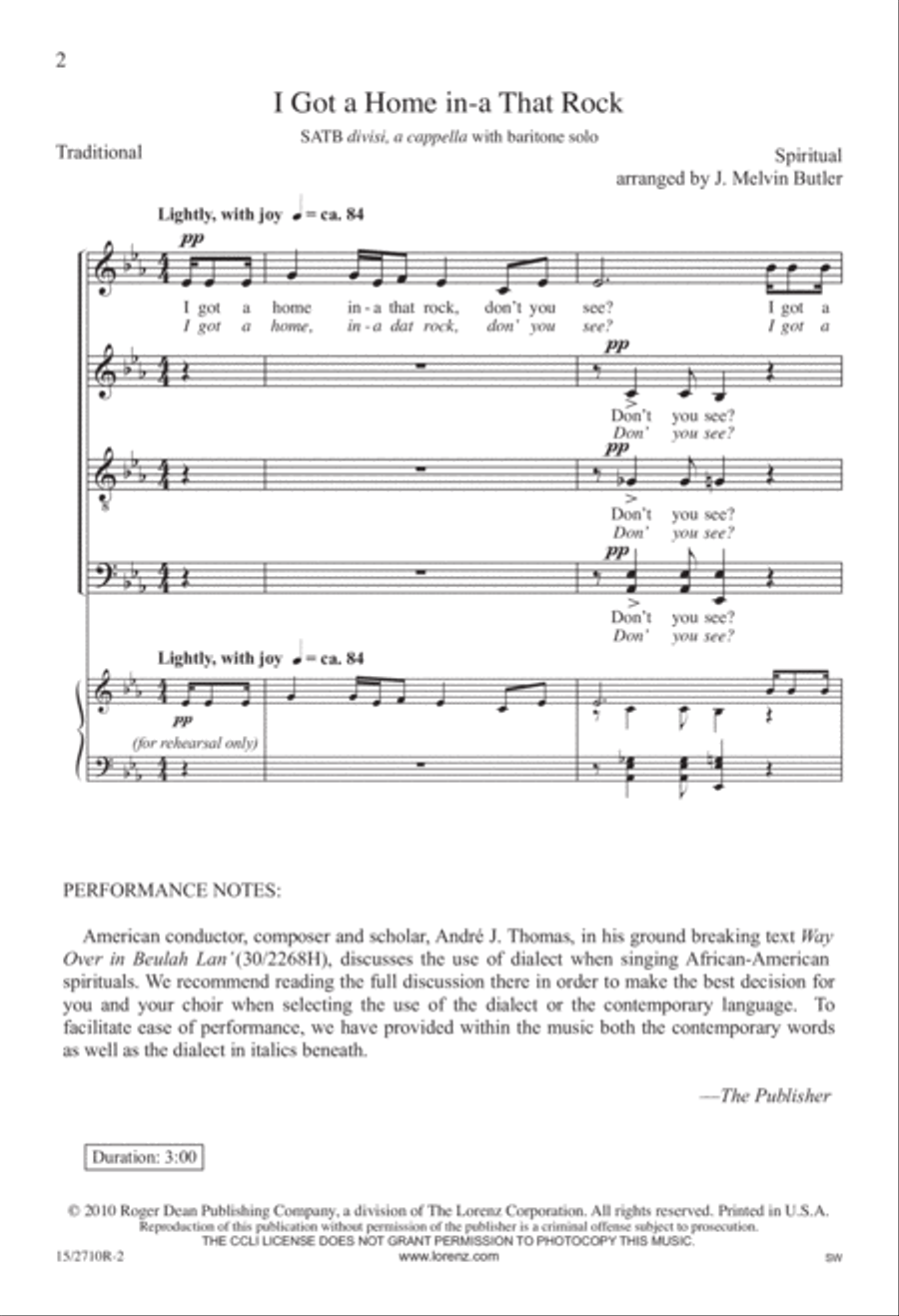 I Got a Home in-a That Rock Divisi scores gallery preview page 3
