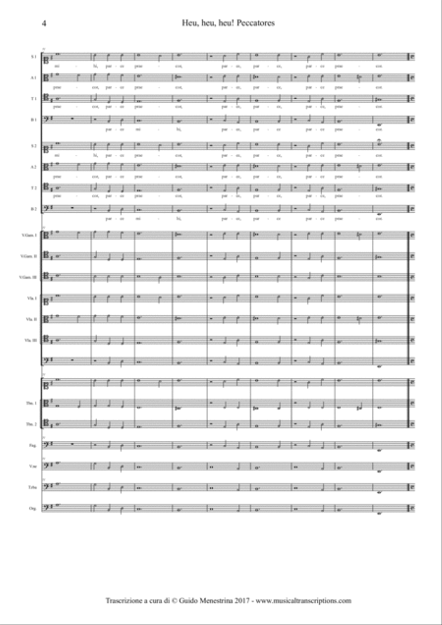 Leopold I (1640-1705) - Heu! Heu! Heu! Peccatores! 4-Part scores gallery preview page 4