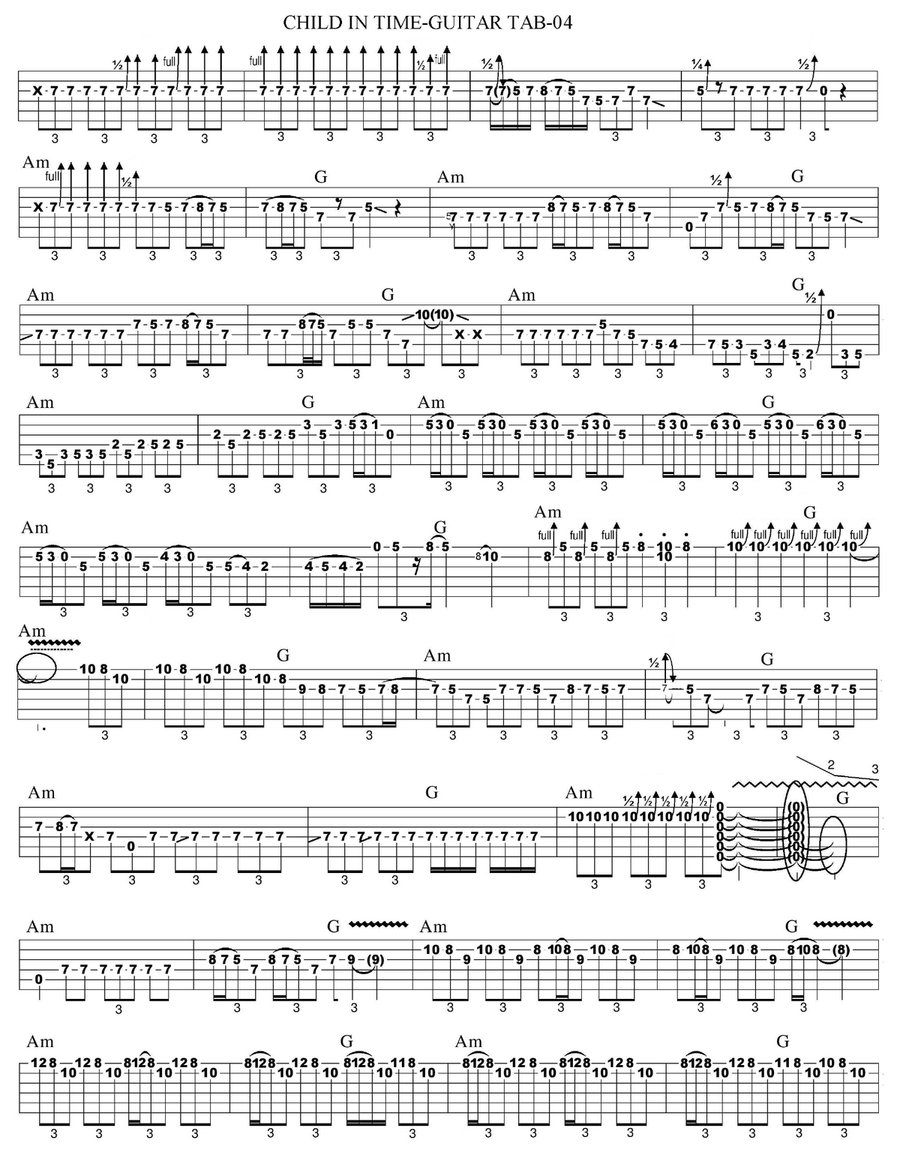 Child In Time Guitar Tablature scores gallery preview page 4