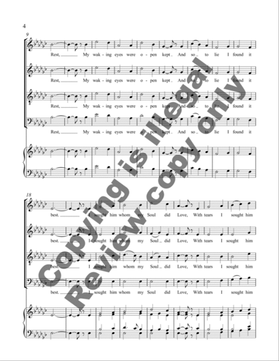 Three Mystical Hymns: 1. By Night When Others Soundly Slept 4-Part scores gallery preview page 7