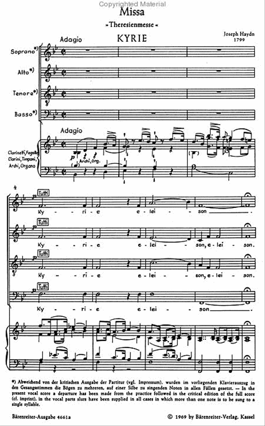 Missa B flat major Hob.XXII:12 'Theresa Mass' 4-Part scores gallery preview page 3
