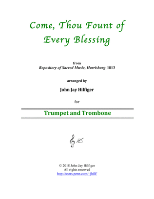 Book cover for Come, Thou Fount of Every Blessing for Trumpet and Trombone