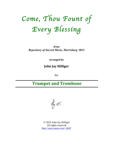 Come, Thou Fount of Every Blessing for Trumpet and Trombone image number null