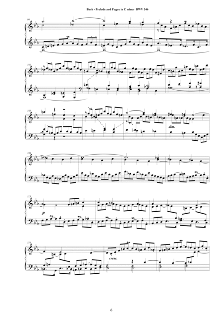 Bach - Prelude and Fugue in C minor BWV 546 for Piano Piano Solo scores gallery preview page 6