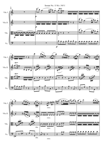Mozart Sonata kv. 545 for String quartet image number null
