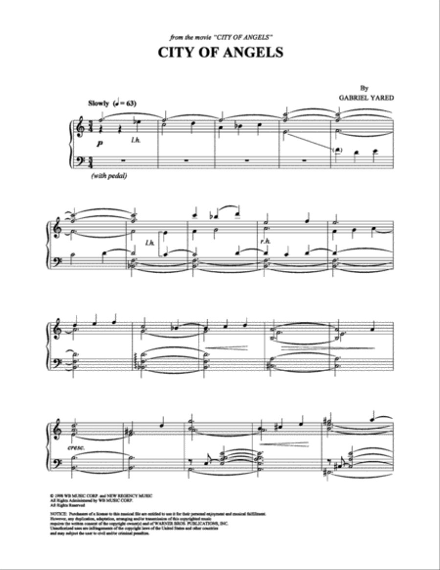 City Of Angels City Of Angels Piano Solo scores gallery preview page 1