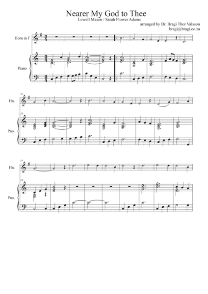 Nearer My God To Thee - French Horn with Piano accompaniment image number null