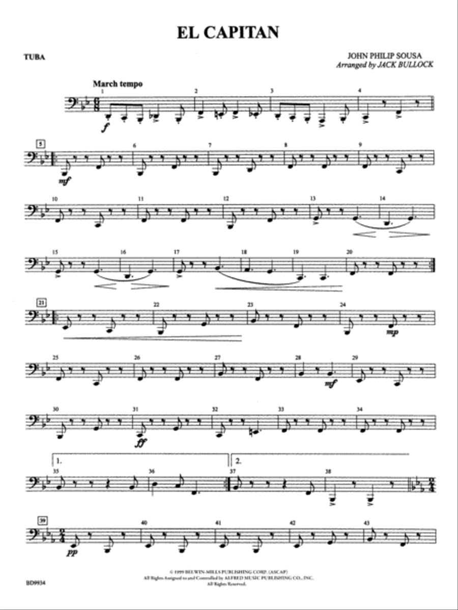 El Capitan: Tuba Concert Band scores gallery preview page 1