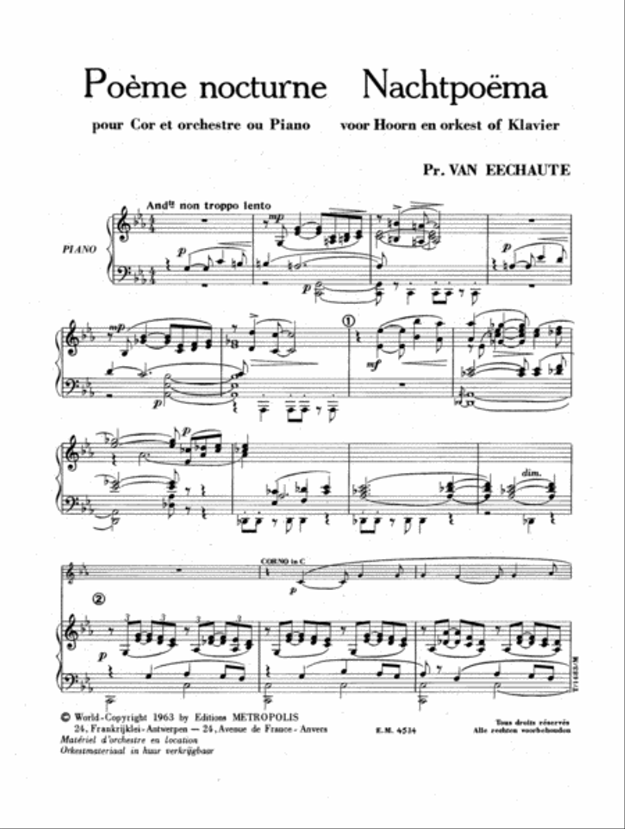 Nachtpoema for French Horn and Piano Horn scores gallery preview page 2