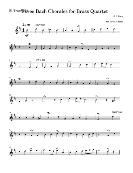 Three Bach Chorales for Brass Quartet image number null